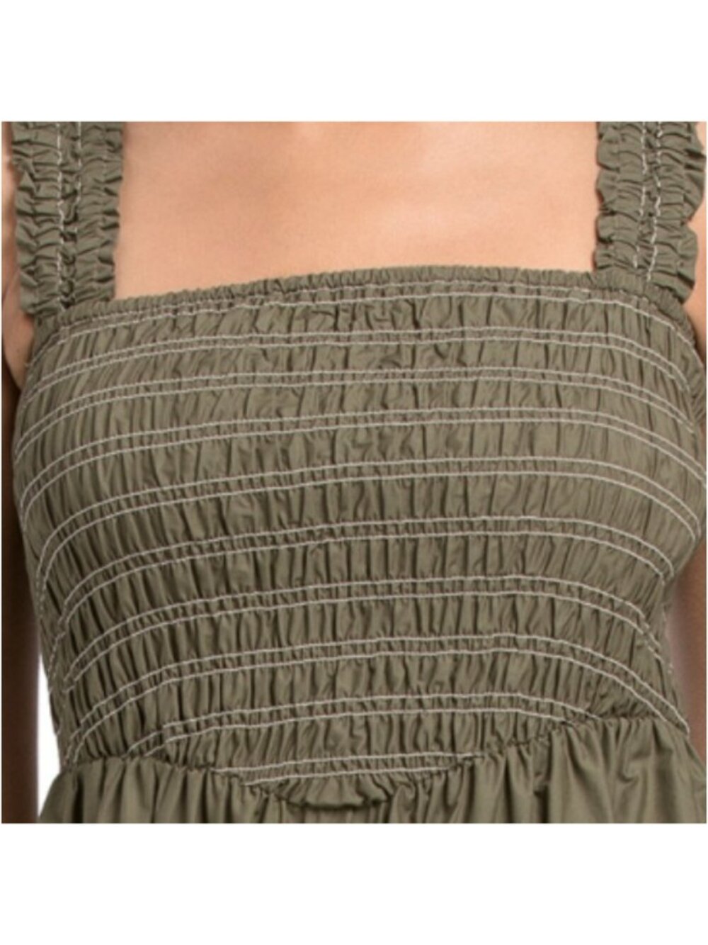 ELLEN TRACY Smocked Poplin Midi Dress - Picture 3 of 5